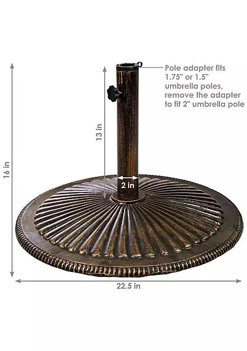 商品Sunnydaze Decor|Decor 22 In Ridged Cast Iron Round Patio Umbrella Base   Bronze,价格¥1342,第4张图片详细描述
