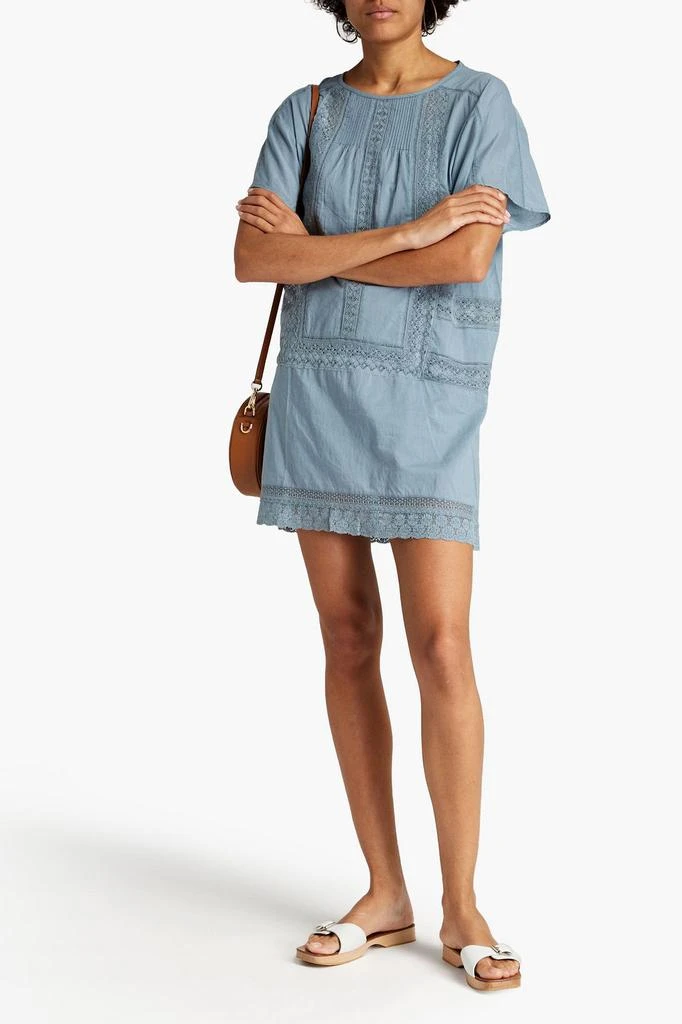 商品VANESSA BRUNO|Crocheted lace-trimmed cotton-voile mini dress,价格¥394,第4张图片详细描述