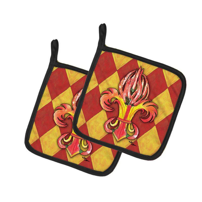 商品Caroline's Treasures|Hot Peppers Fleur de lis Pair of Pot Holders,价格¥170,第1张图片