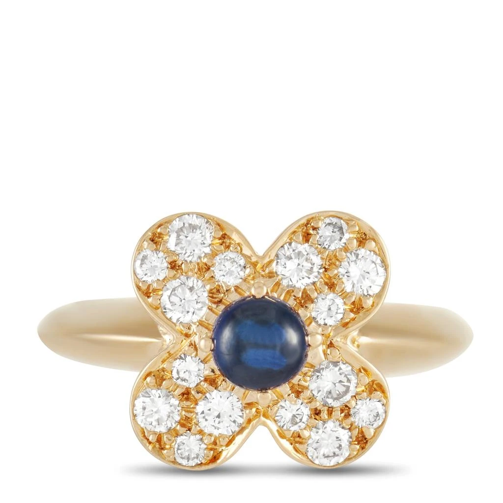 商品[二手商品] Van Cleef & Arpels|Van Cleef & Arpels Trèfle 18K Yellow Gold 0.46 ct Diamond and Blue Sapphire Ring,价格¥32700,第4张图片详细描述