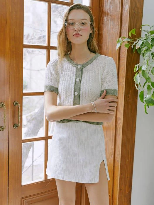 商品ETMON|Round Slit Mini Skirt_Khaki,价格¥559,第5张图片详细描述