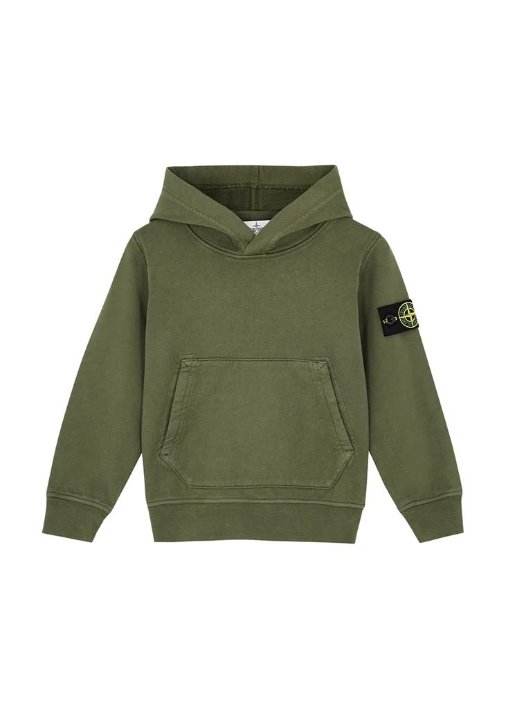 商品Stone Island|KIDS Green hooded cotton sweatshirt (2-4 years),价格¥1443,第1张图片