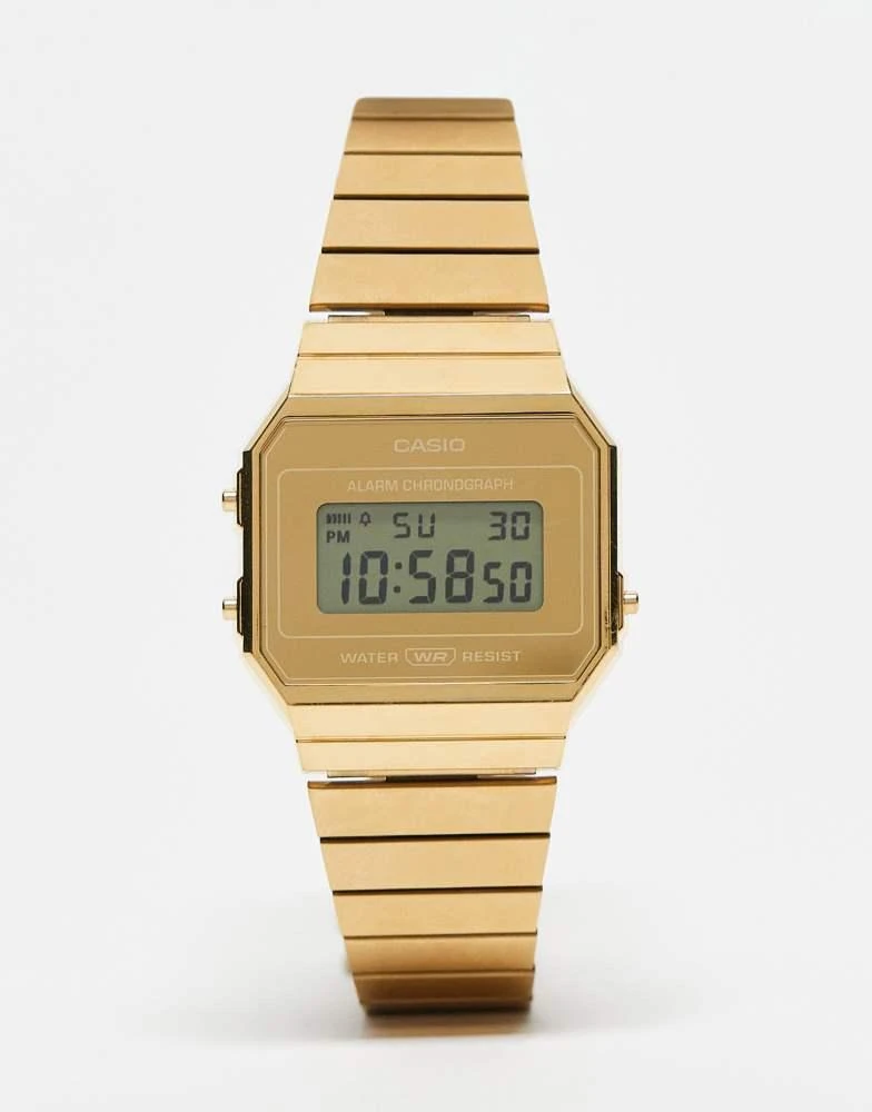 商品Casio|Casio A700 minimal vintage stainless steel watch in light gold,价格¥679,第1张图片