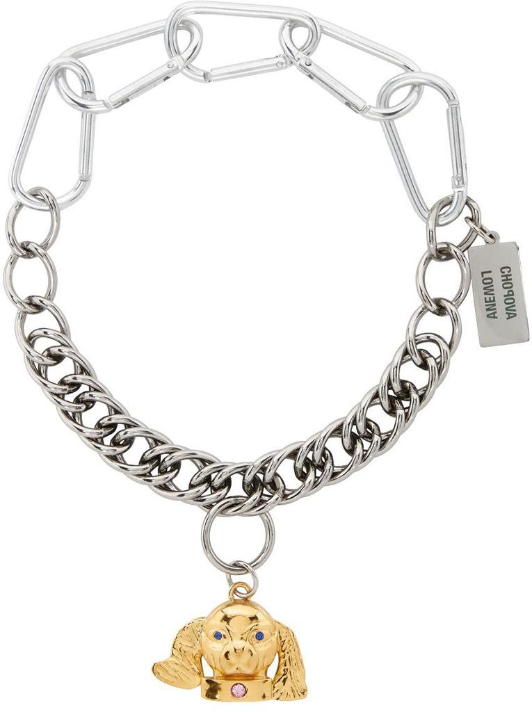 SSENSE Exclusive Silver & Gold Dog Pendant Necklace商品第1张图片规格展示