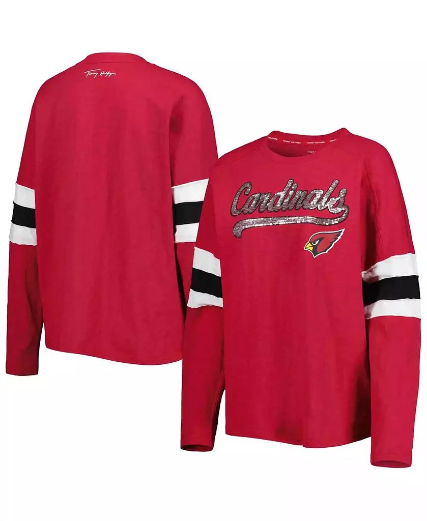 商品Tommy Hilfiger|Women's Cardinal Arizona Cardinals Justine Long Sleeve Tunic T-shirt,价格¥419,第1张图片