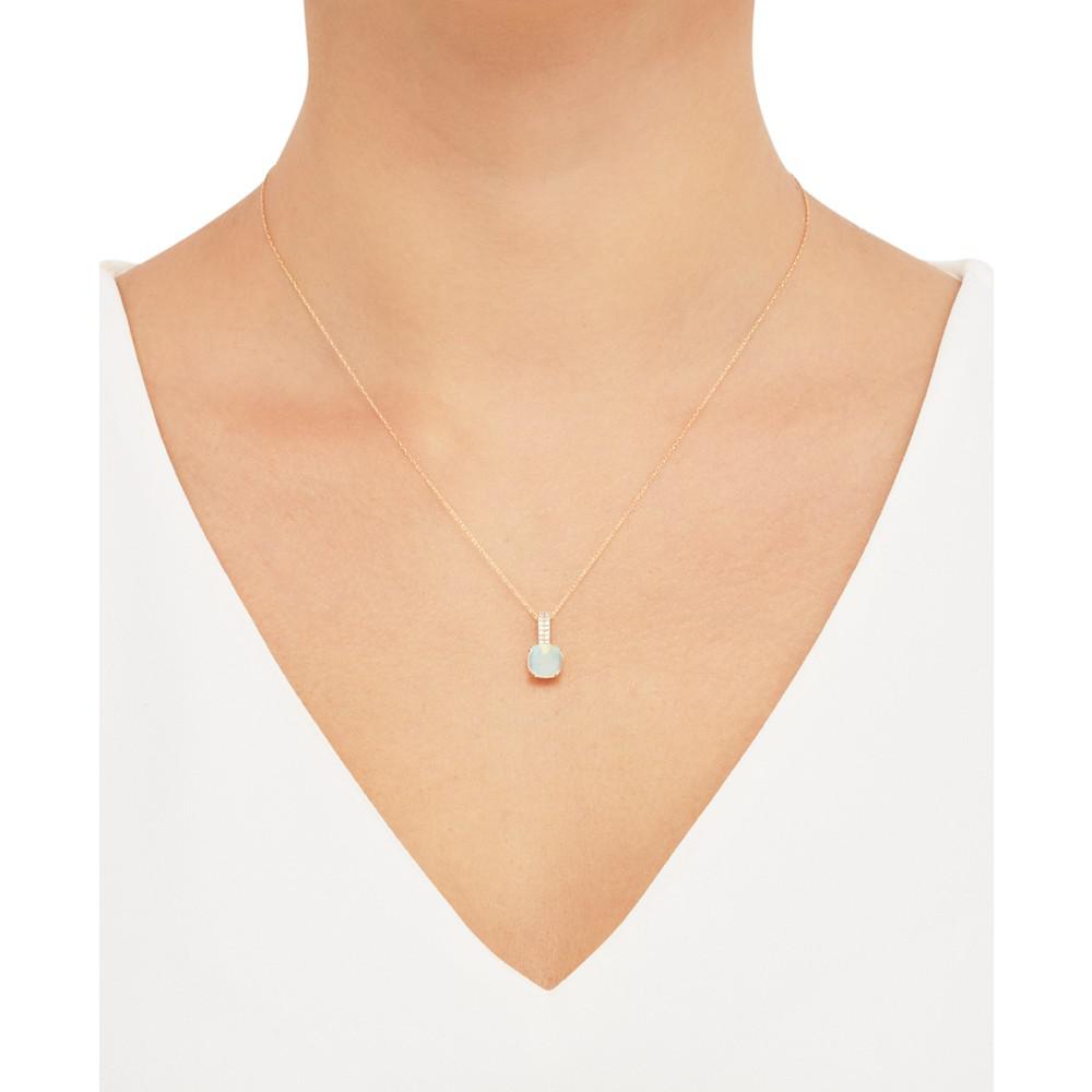 Opal (1-1/2 ct. t.w.) & Diamond (1/20 ct. t.w.) 18" Pendant Necklace in 14k Gold商品第2张图片规格展示