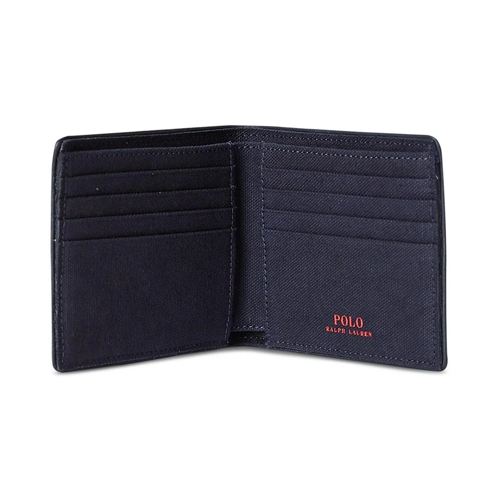 商品Ralph Lauren|Men's Logo Leather-Trim Canvas Wallet,价格¥556,第2张图片详细描述