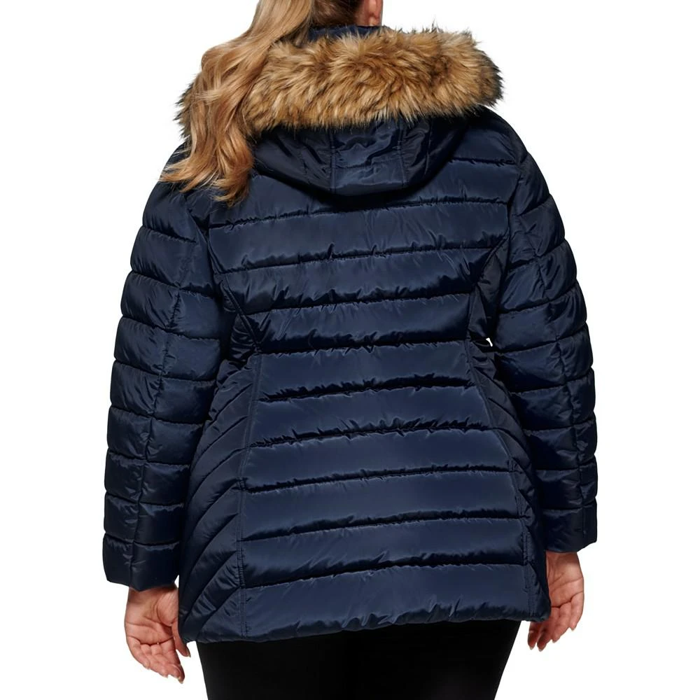 商品Tommy Hilfiger|Plus Size Faux-Fur-Trim Hooded Puffer Coat, Created for Macy's,价格¥1127,第2张图片详细描述