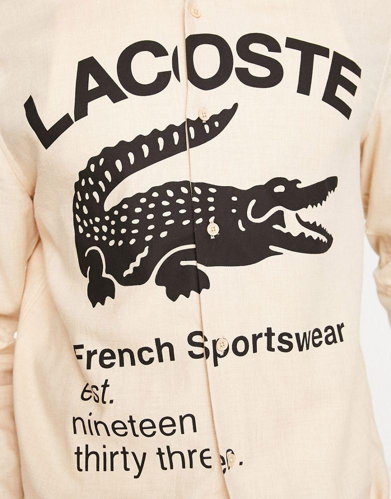 Lacoste printed long sleeve shirt in beige商品第4张图片规格展示