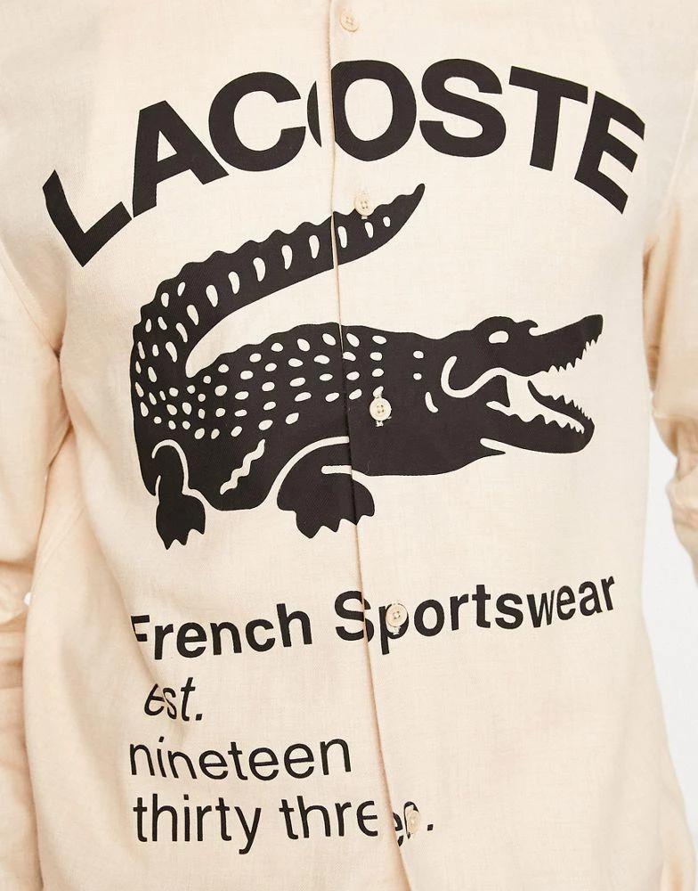 商品Lacoste|Lacoste printed long sleeve shirt in beige,价格¥718,第4张图片详细描述