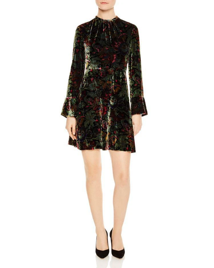 商品Sandro|Swana Floral-Print Velvet Mini Dress,价格¥1474,第1张图片