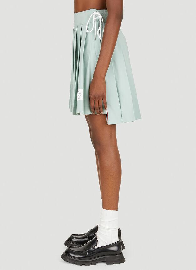 商品Thom Browne|Dropped Hem Pleated Mini Skirt in Green,价格¥8778,第5张图片详细描述