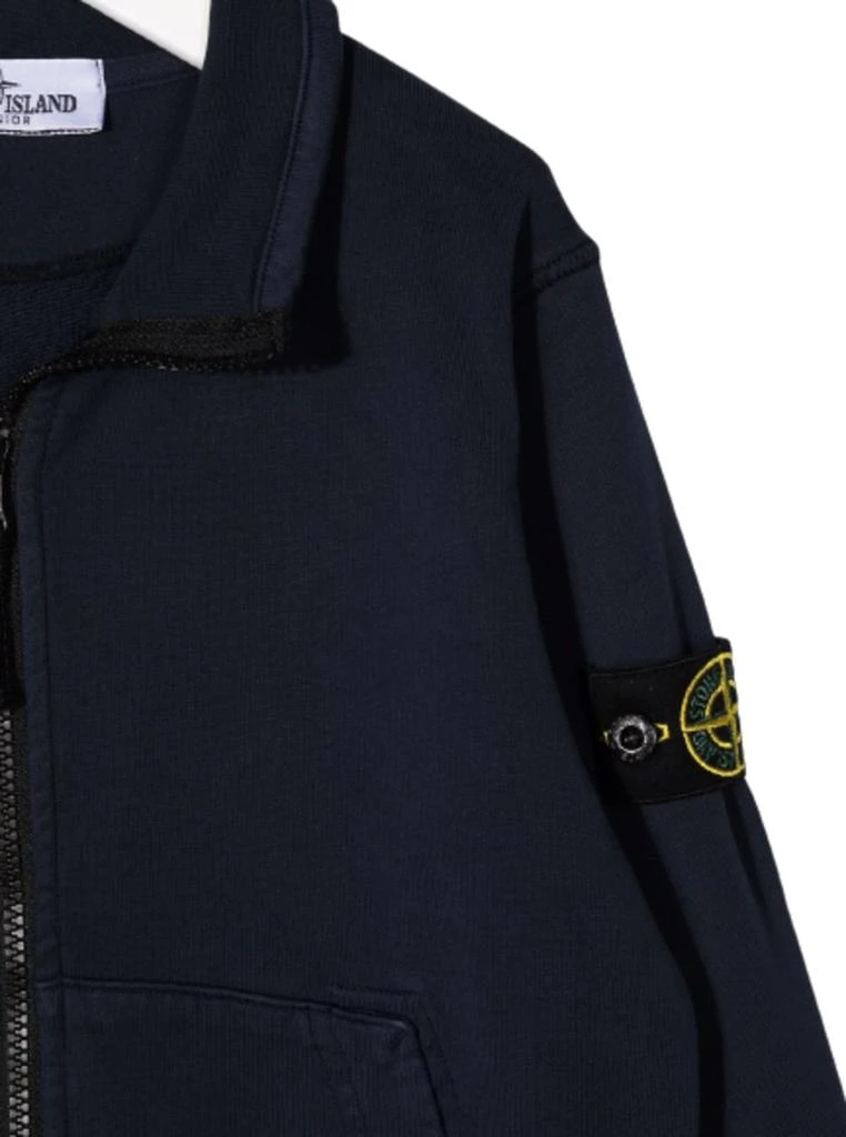 商品Stone Island Junior|Stone Island Junior Blue Cotton Hoodie With Logo,价格¥1396,第3张图片详细描述