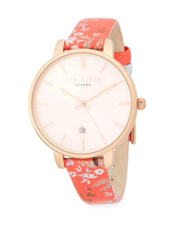 商品Ted Baker London|Floral Stainless Steel & Leather-Strap Watch,价格¥337,第1张图片