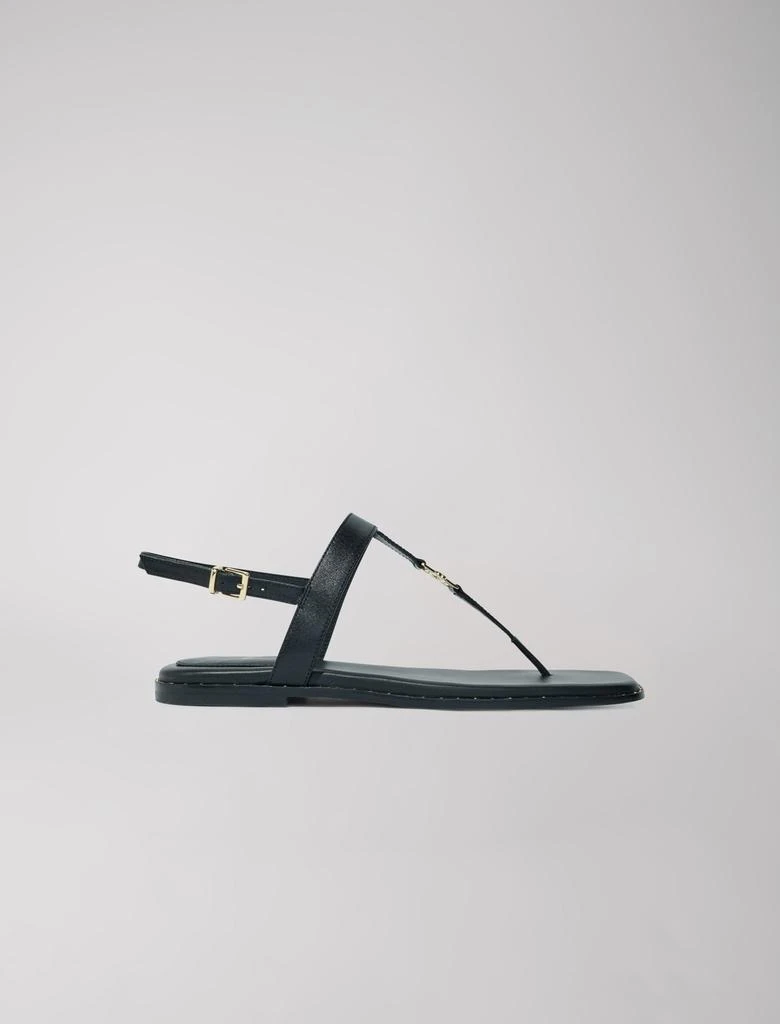 商品Maje|Maje Mixte's zinc, Flat leather strap sandals for Spring/Summer,价格¥1658,第1张图片