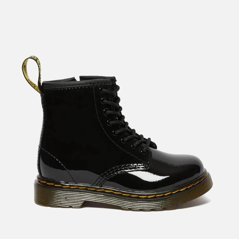 商品Dr. Martens|DR. MARTENS TODDLERS' 1460 T PATENT LAMPER LACE UP BOOTS - BLACK,价格¥358,第1张图片