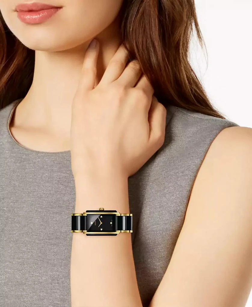 商品Rado|Women's Swiss Integral Diamond Accent Black Ceramic & Gold-Tone Stainless Steel Bracelet Watch 23x33mm R20845712,价格¥18172,第4张图片详细描述