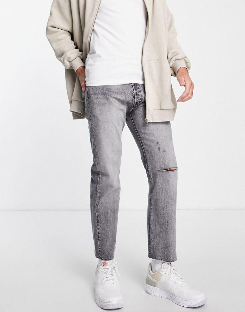 商品Levi's|Levi's 501 '93 crop jeans in grey wash with knee rip,价格¥323,第1张图片
