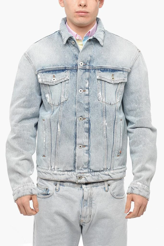 商品Heron Preston|Distressed Denim Jacket with Logo Patch,价格¥4242,第1张图片