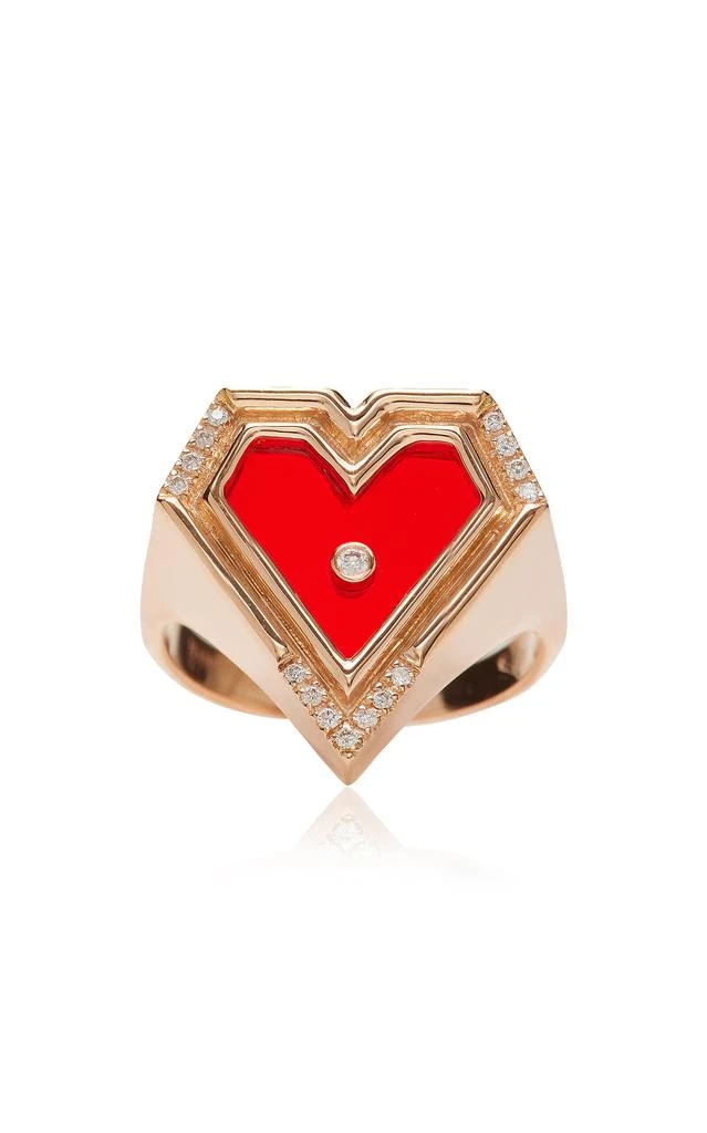 商品L'ATELIER NAWBAR|L'Atelier Nawbar - Super Heart 18K Rose Gold Agate Diamond Ring - Red - US 5 - Moda Operandi - Gifts For Her,价格¥20346,第1张图片