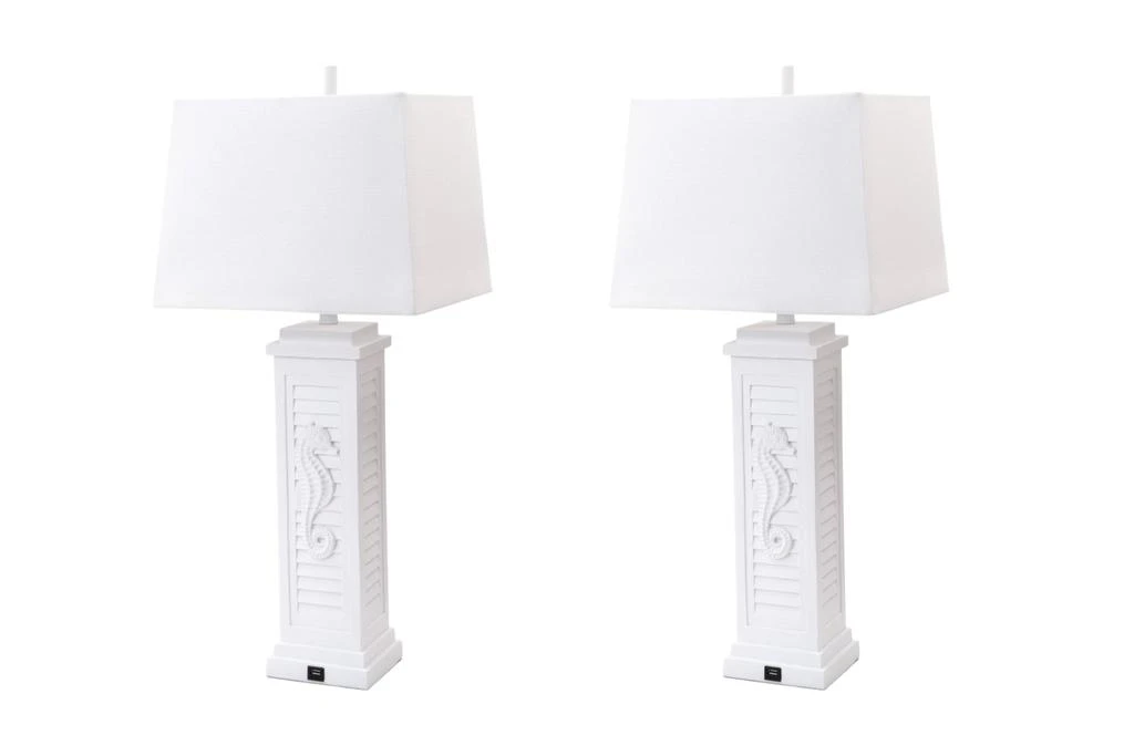 商品Homezia|Set of Two White Seahorse Shutter Base Table Lamps,价格¥2000,第1张图片