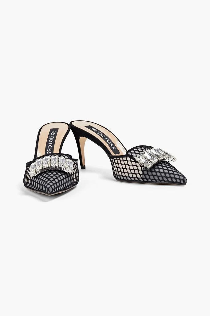 商品Sergio Rossi|Crystal-embellished suede and mesh mules,价格¥3410,第2张图片详细描述