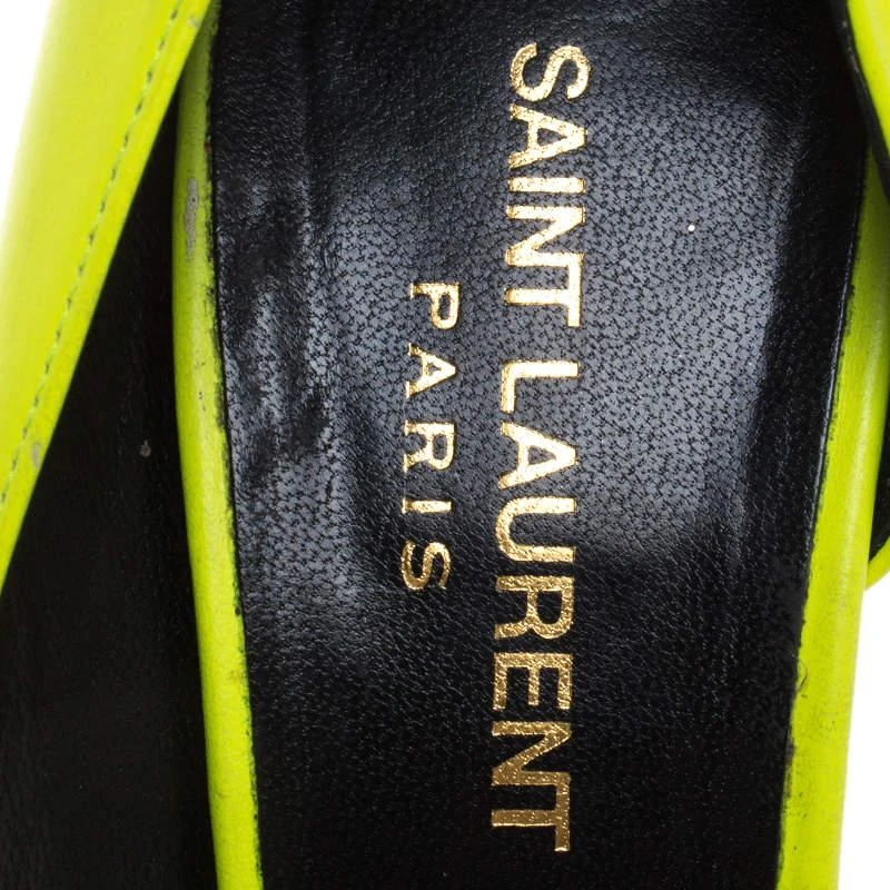 Saint Laurent Paris Neon Green Leather D'orsay Pointed Toe Pumps Size 37 商品