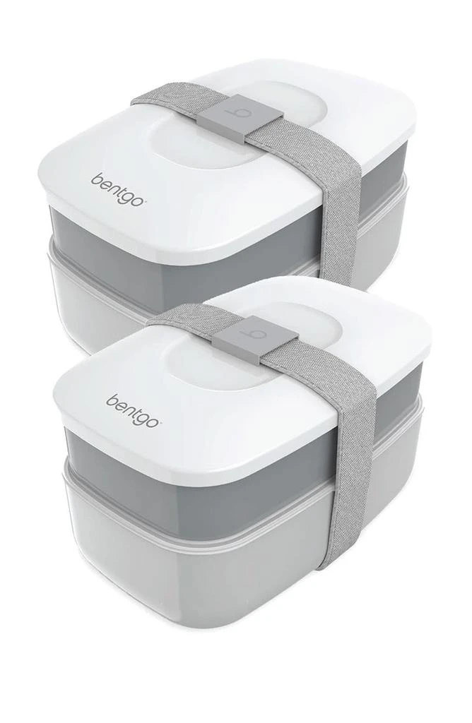 商品BENTGO|2-Pack of Classic All-in-One Stackable Lunch Box Solution - Gray,价格¥206,第1张图片