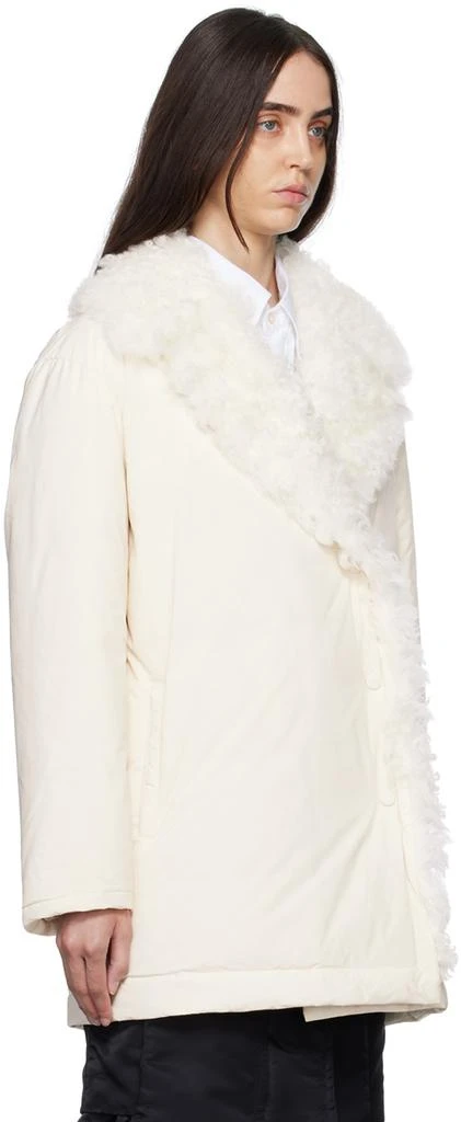 商品Yves Salomon|SSENSE Exclusive Off-White Shearling Down Jacket,价格¥2675,第2张图片详细描述