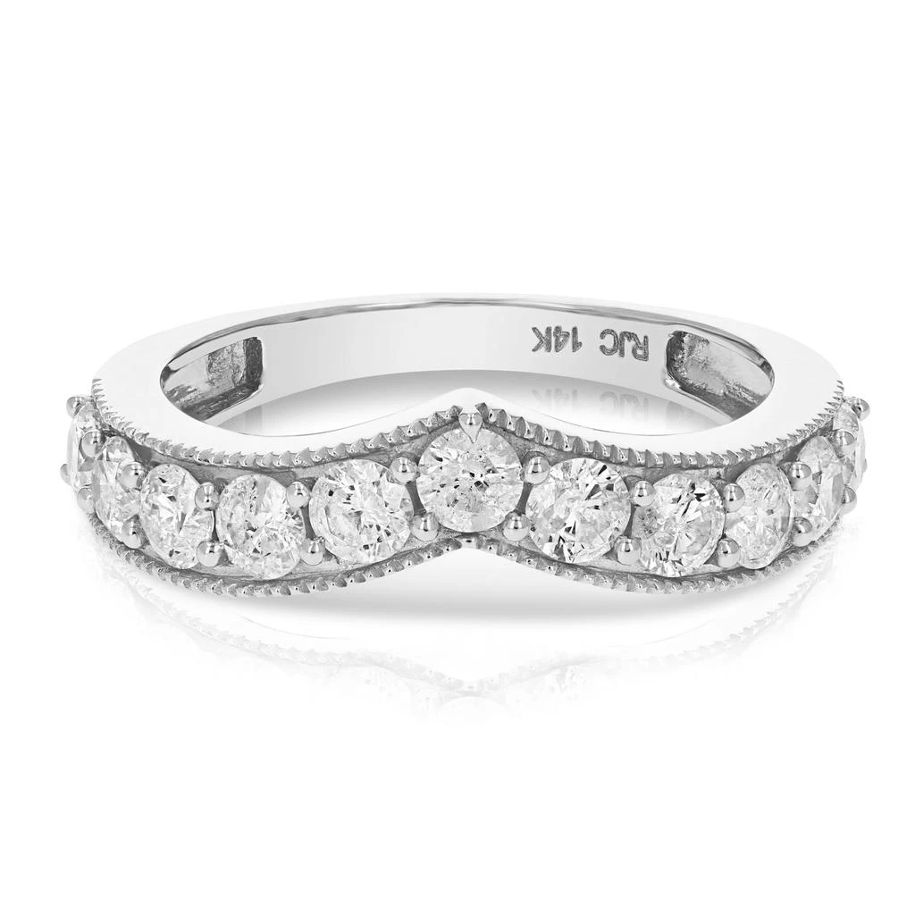 商品Vir Jewels|1/2 cttw V-Shape Diamond Wedding Band with Milgrain 14K White Gold,价格¥3573,第4张图片详细描述