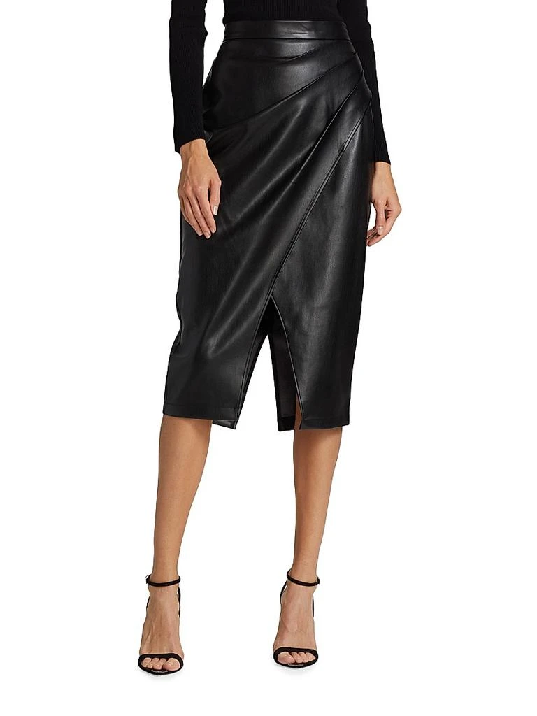 商品Tahari|Gathered Vegan Leather Skirt,价格¥2195,第3张图片详细描述