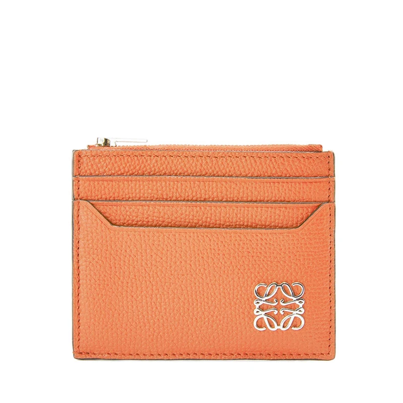 商品Loewe|【预售3-7天】罗意威  女士珊瑚礁色卵石纹牛皮革银色金属徽标装饰拉链卡包卡片夹C821R80X01-6935,价格¥3469,第1张图片