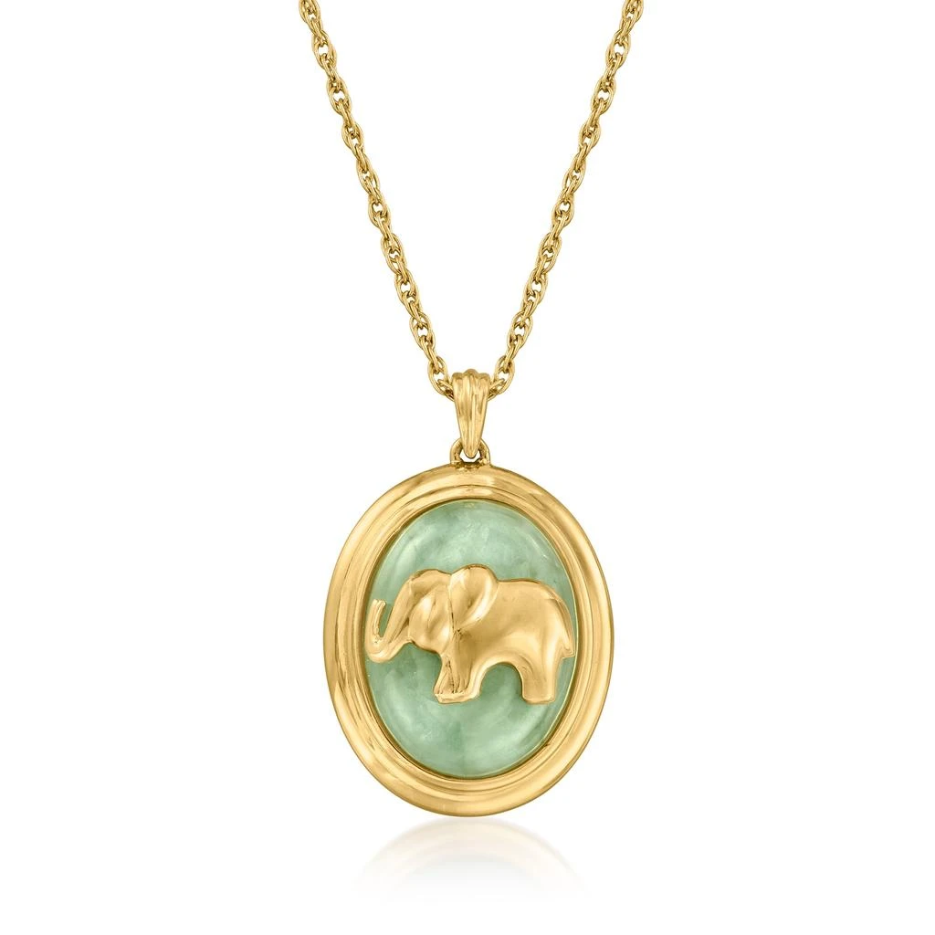 商品Ross-Simons|Ross-Simons Jade Elephant Pendant Necklace in 18kt Gold Over Sterling,价格¥1037,第1张图片