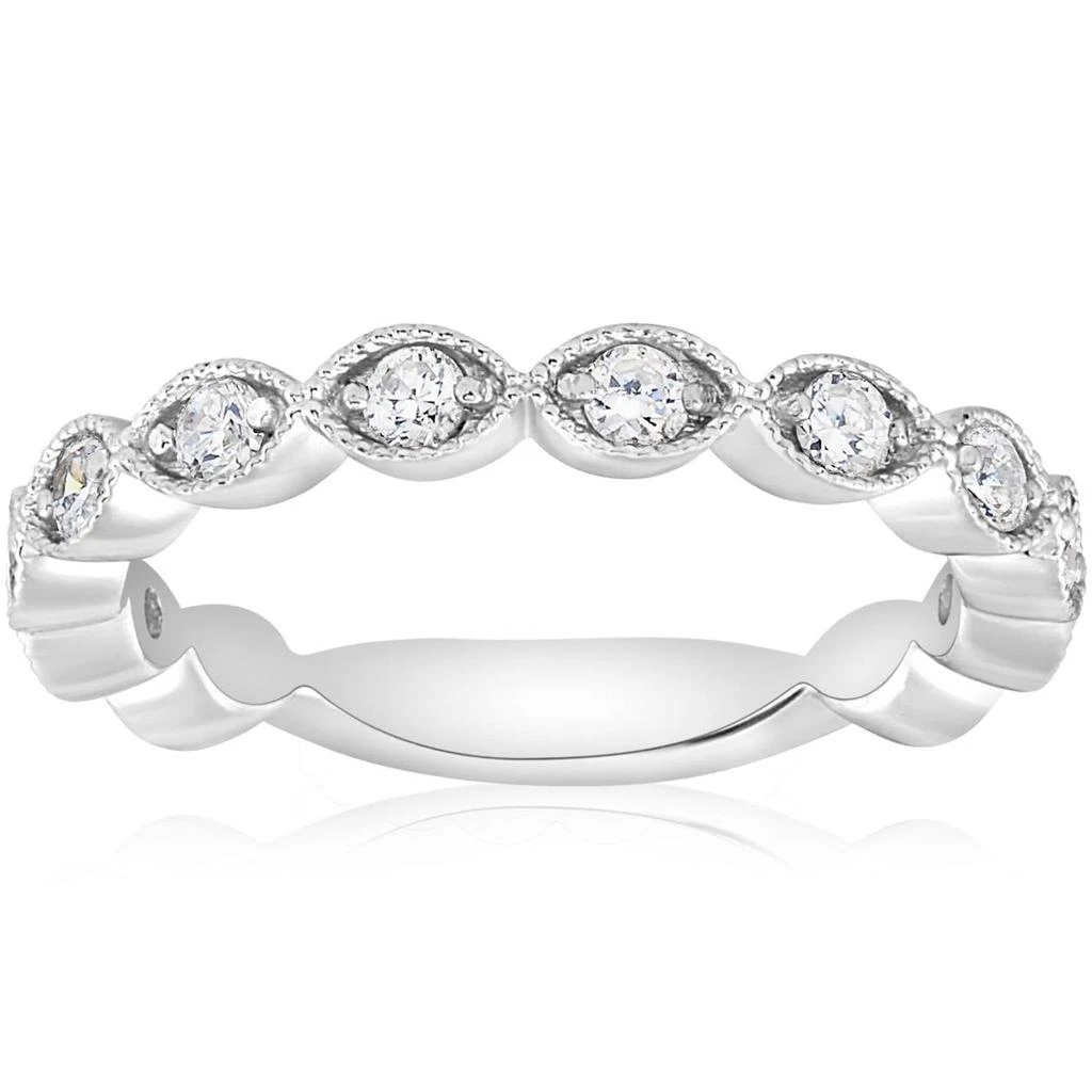 商品Pompeii3|3/8ct Vintage Diamond Stackable Wedding Ring Womens Stackable Band 14k Gold,价格¥3703,第1张图片详细描述