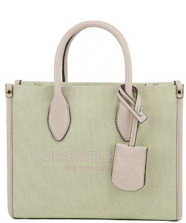 商品Michael Kors|Michael Kors Mirella Small Powder Blush Canvas Shopper Crossbody Handbag Purse,价格¥2069,第1张图片