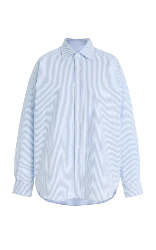 商品With Nothing Underneath|With Nothing Underneath - The Weekend Striped Cotton-Seersucker Shirt - Brown - L - Moda Operandi,价格¥1134,第1张图片详细描述