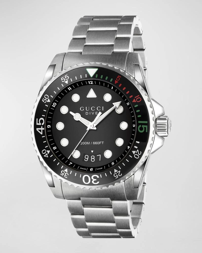 商品Gucci|45mm Gucci Dive Stainless Steel Bracelet Watch,价格¥14293,第1张图片