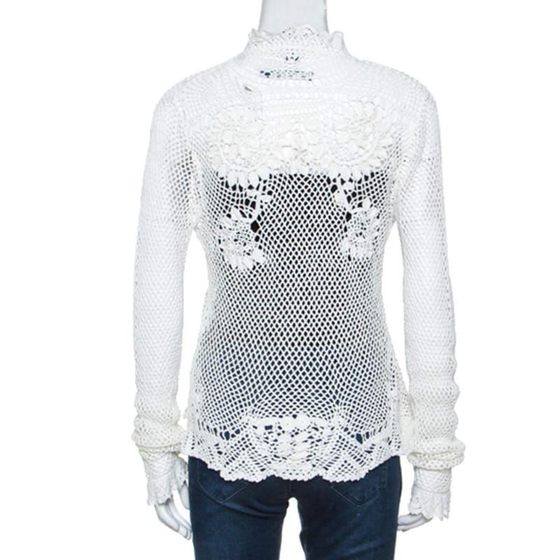 商品[二手商品] Ralph Lauren|Ralph Lauren White Crochet Hand Knitted Cardigan M,价格¥3018,第5张图片详细描述