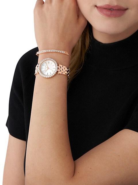 Darci Rose-Goldtone Stainless Steel & Crystal Watch & Bracelet Set商品第2张图片规格展示