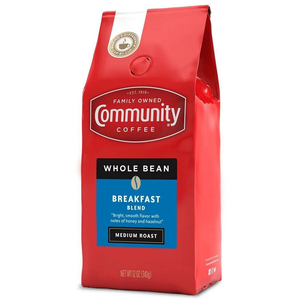 商品Community Coffee|Breakfast Blend Medium Roast Premium Whole Bean Coffee, 12 Oz - 6 Pack,价格¥463,第3张图片详细描述
