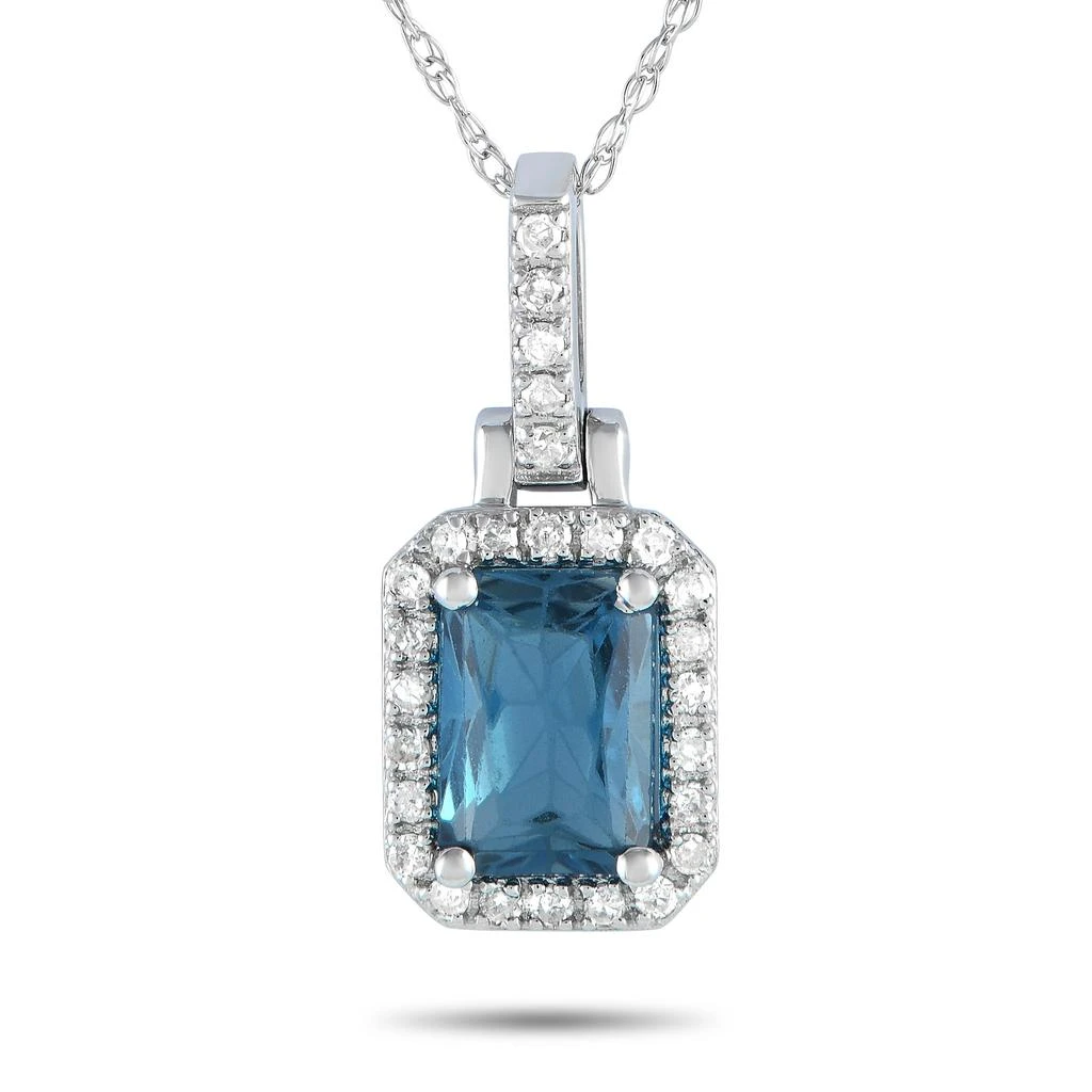 商品LB Exclusive|14K White Gold 0.12ct Diamond and Blue Topaz Pendant Necklace PD4-15501WBT,价格¥2356,第1张图片