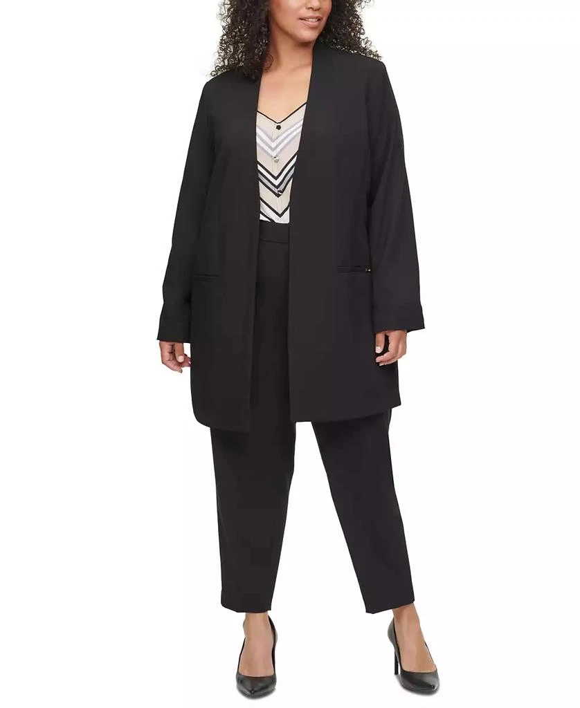 商品Calvin Klein|Plus Size Collarless Open-Front Topper Jacket,价格¥1207,第2张图片详细描述