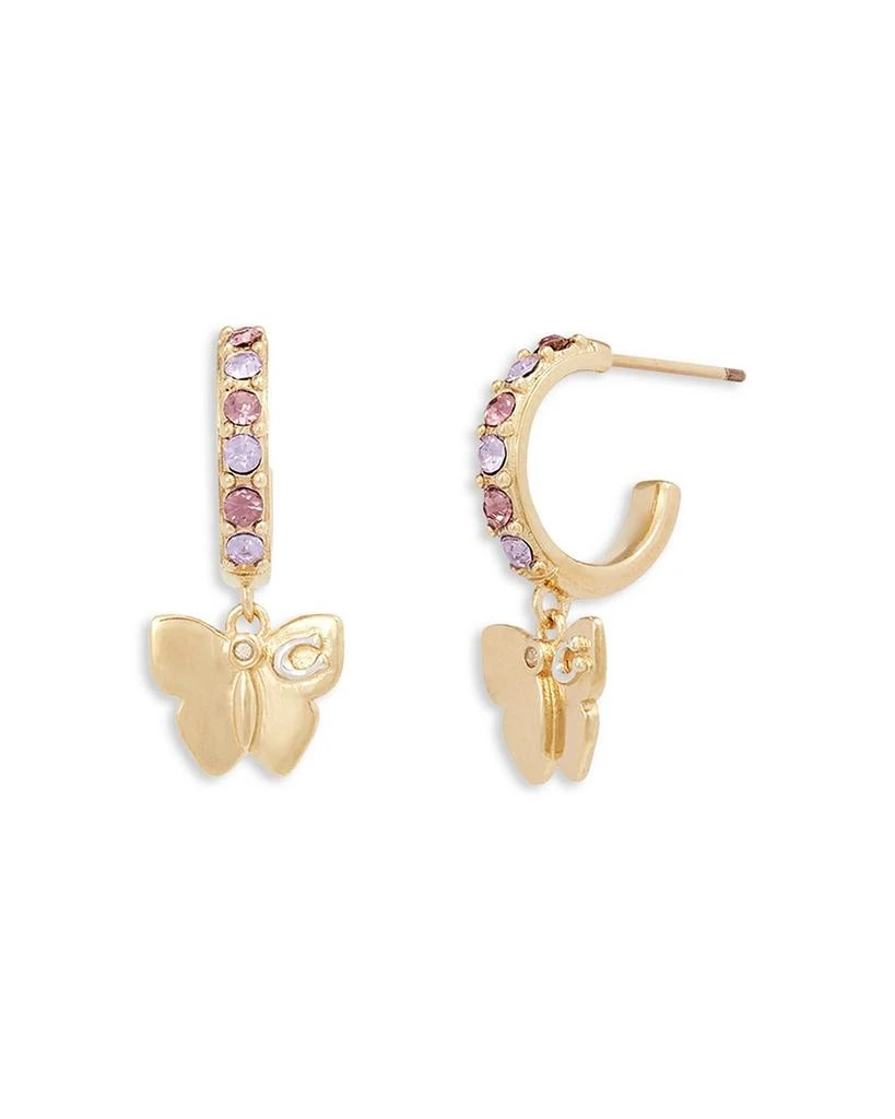 商品Coach|Butterfly Charm Crystal Huggie Hoop Earrings,价格¥413,第1张图片