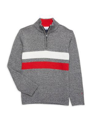 ​Little Boy’s Stripe Quarter Zip Sweater商品第1张图片规格展示
