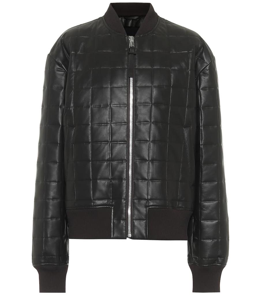 Quilted leather bomber jacket商品第1张图片规格展示