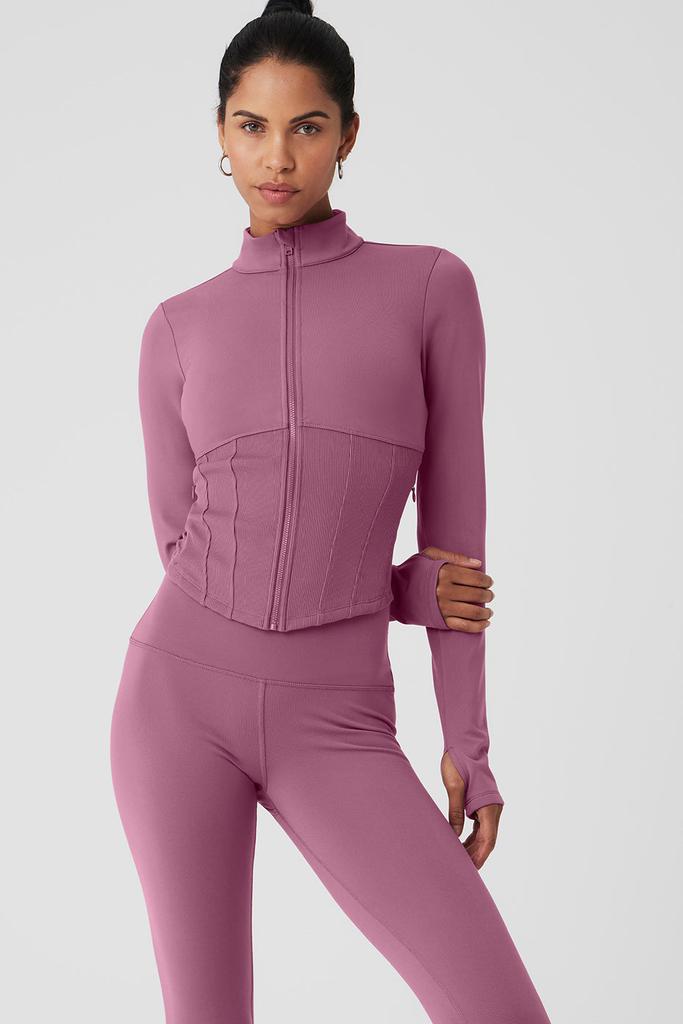 Alo Airbrush Corset Full Zip Jacket - Soft Mulberry - Jackets