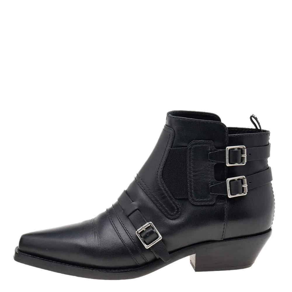 商品[二手商品] Dior|Dior Black Leather Dior Saddle Ankle Boots Size 38.5,价格¥3991,第2张图片详细描述