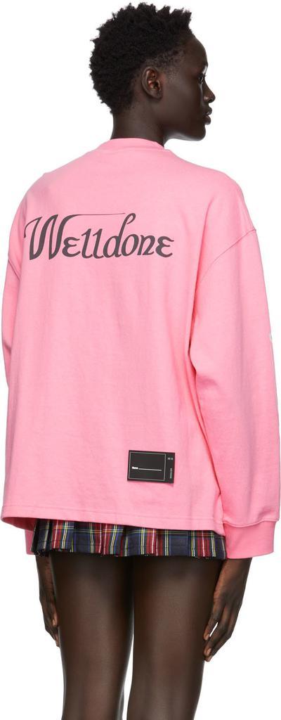 商品We11done|Pink Logo Print Long Sleeve T-Shirt,价格¥1006,第5张图片详细描述