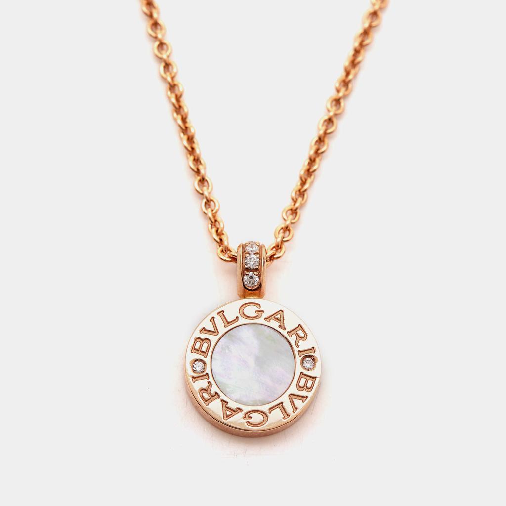 商品[二手商品] BVLGARI|Bvlgari Bvlgari Onyx Mother of Pearl Diamond 18k Rose Gold Pendant Necklace,价格¥21968,第1张图片