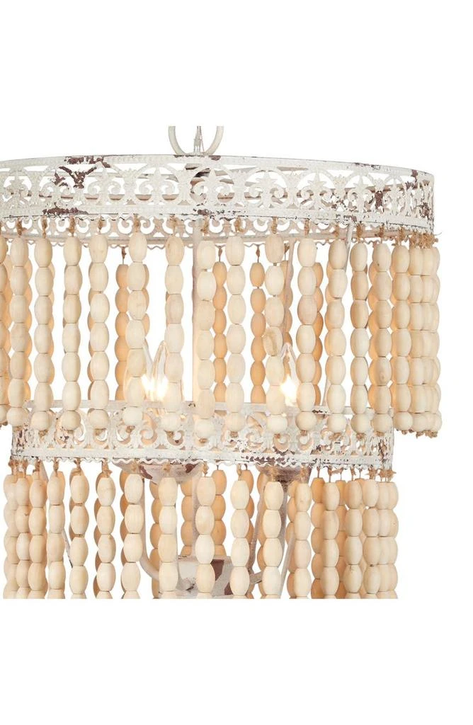 商品WILLOW ROW|Tiered White Metal & Light Brown Wood Bead Chandelier,价格¥1575,第3张图片详细描述